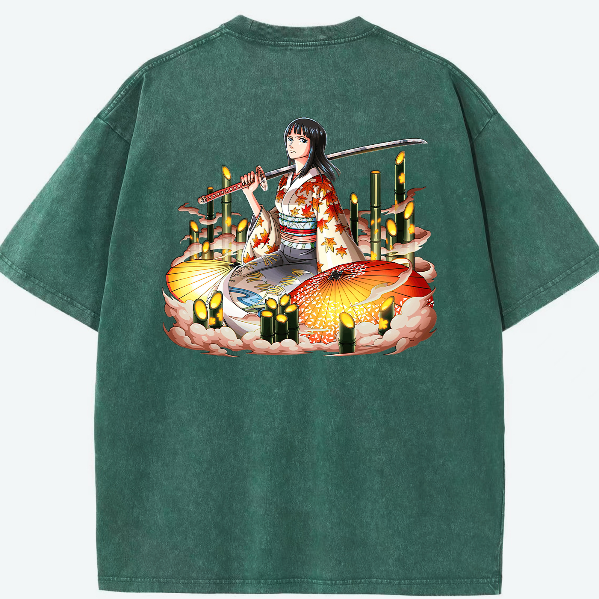 ワンピース ニコ・ロビン ONE PIECE Nico Robin 綿100% ヴィンテージ風 半袖Tシャツ（背面プリント）